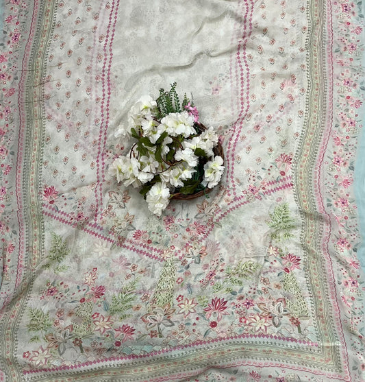 मलमल लिनन बकाइन सूट कपड़ा /