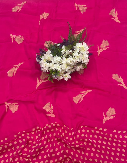 372A Georgette Polka Hot Pink Suit Fabric / CKC Polka Story