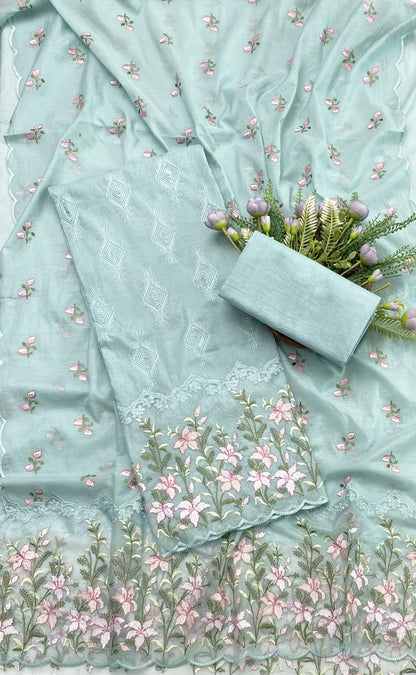 Ckc 519 Mul Cotton Sky Blue Suit Fabric / CKC Mul Cotton
