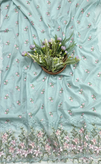 Ckc 519 Mul Cotton Sky Blue Suit Fabric / CKC Mul Cotton