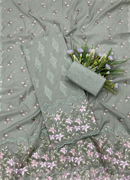 Ckc 521  Mul Cotton Dusty Green  Suit Fabric / CKC Mul Cotton
