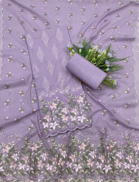436A Mul Cotton Lilac Suit Fabric / CKC Mul Cotton