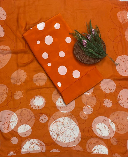 226 Crepe Polka Orange Suit Fabric/ CKC Polka Story