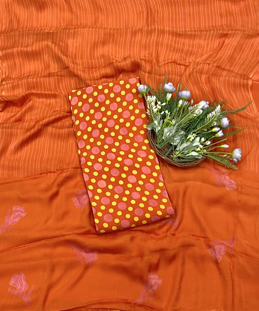 304B Crepe Orange Suit Fabric / CKC Crepe Suits