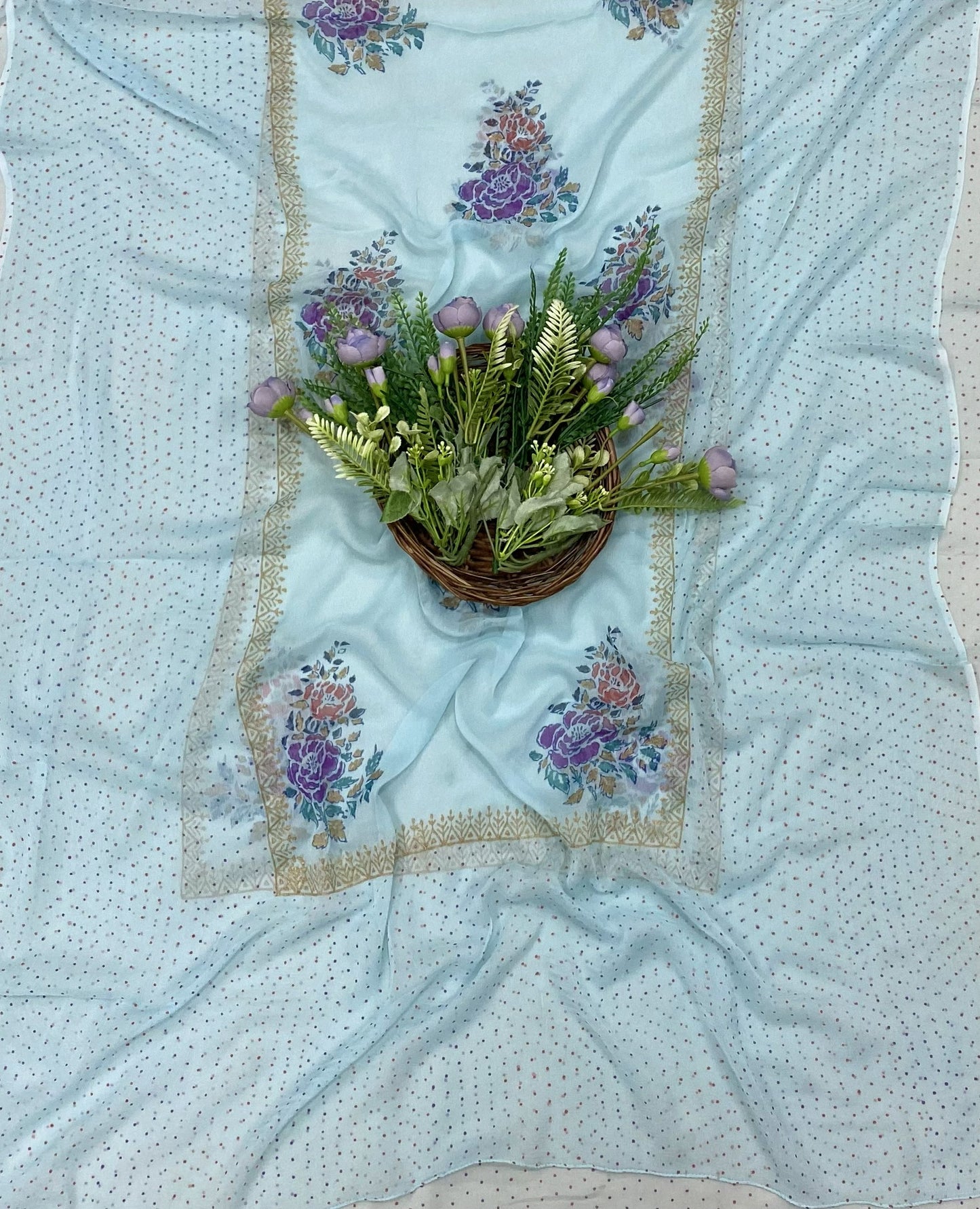 CKC 303B Cotton Sky Blue Suit Fabric / CKC Block Printing Suits