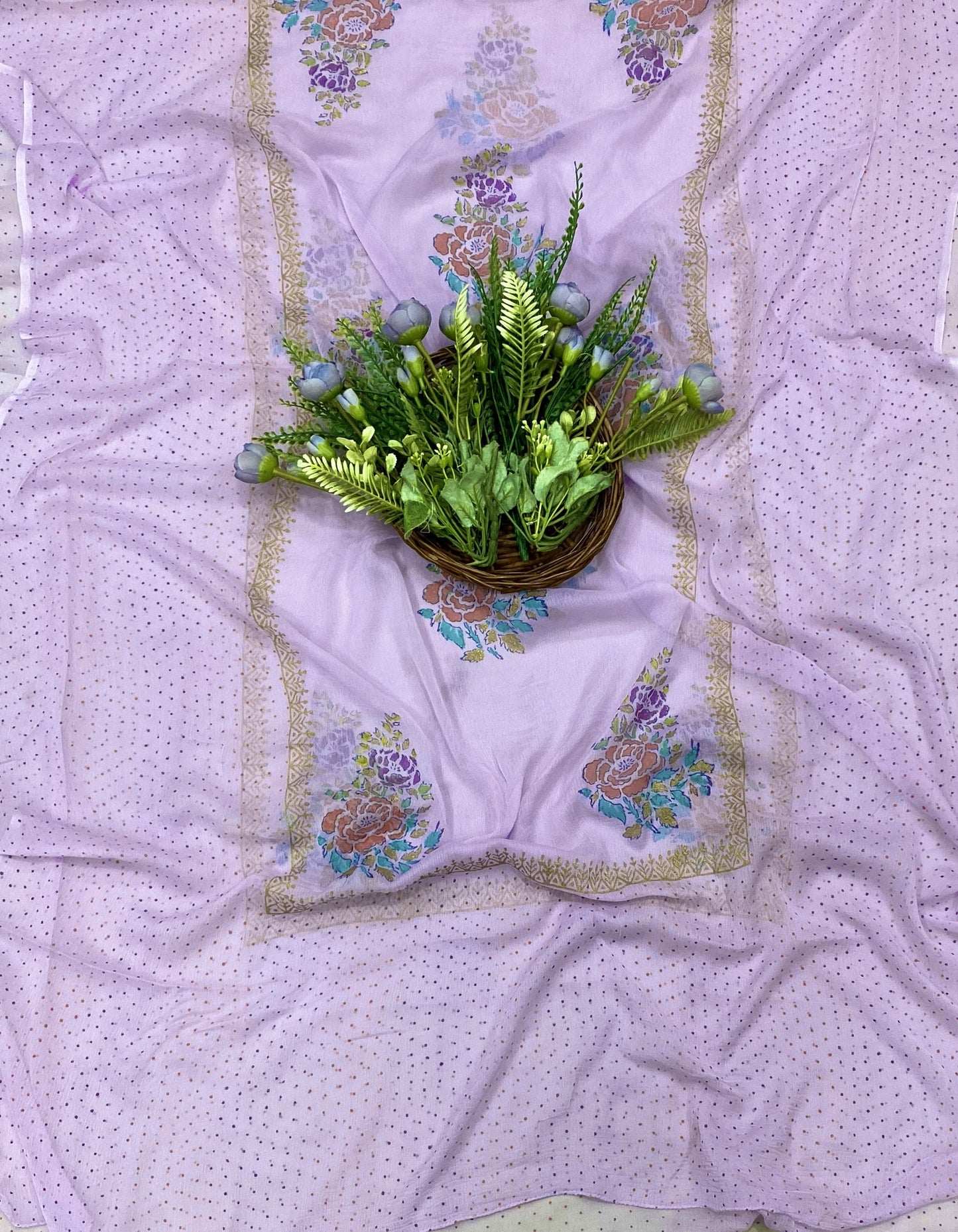 CKC 302B Cotton lavender Suit Fabric / CKC Block Printing Suits